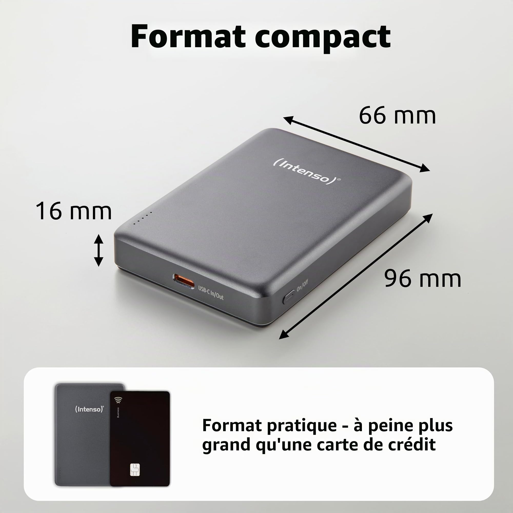 Intenso MW10000 Batterie Externe magnétique 10000 mAh – Compatible MagSafe, Recharge sans Fil 15 W, USB-C PD 20 W, pour iPhone et Android – Testée en Allemagne – Grise : Amazon.FR: High-Tech
