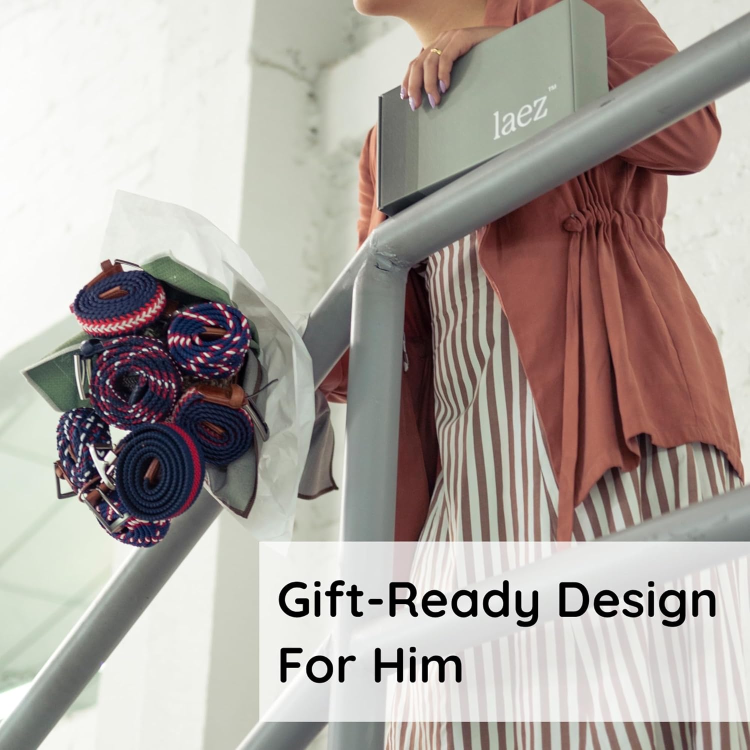 Golf Belts for Men - Reversible Braided Belt for Jeans, Pants and Slacks, Gifts for Him (Dusk Rose) - Image 7