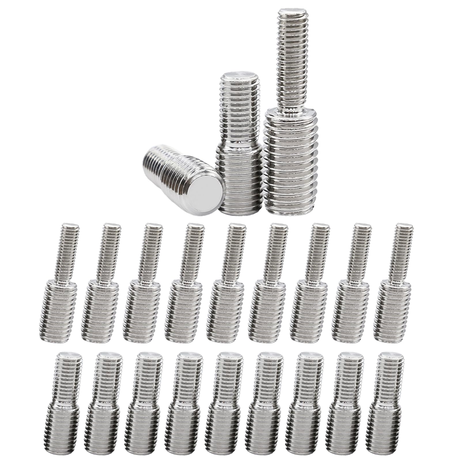 Bulloni filettati a doppia estremità M6 x 20 mm a M8 x 20 mm, 10 pezzi e M6 x 10 mm a M8 x 10 mm, 10 pezzi, in acciaio inox 304, adattatore filettato da m6 a m8 per mobili (argento 1)
