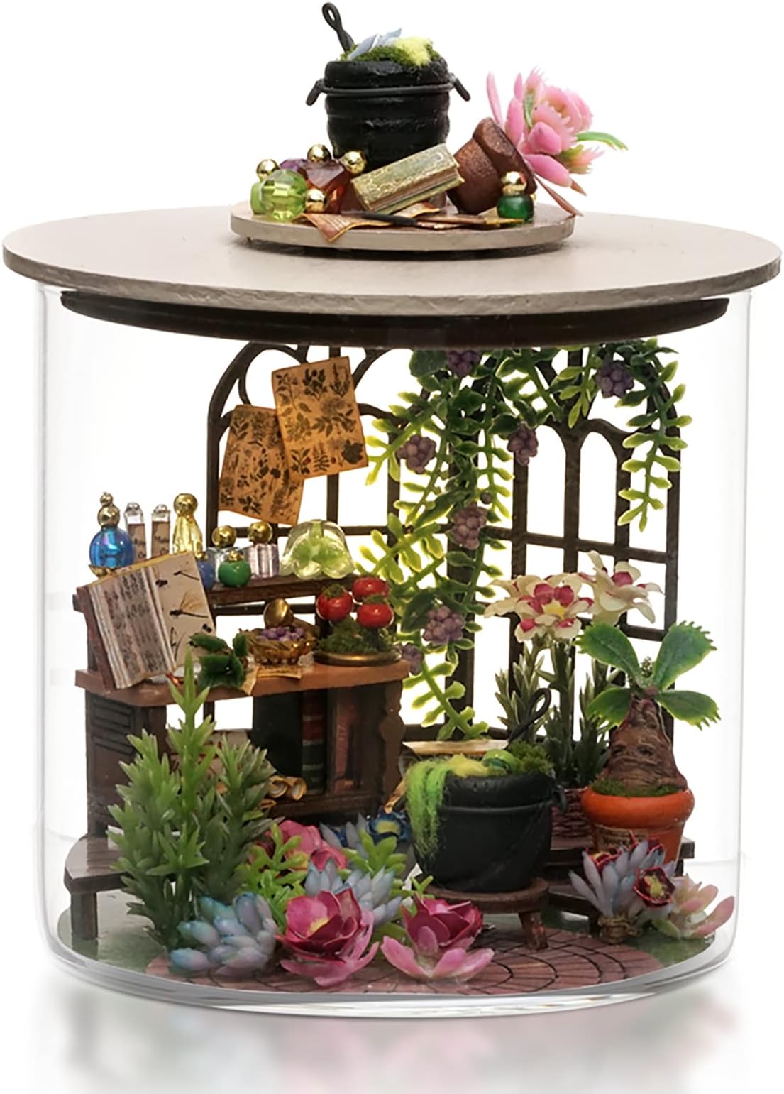 Cuteefun DIY Miniature Dolls House Kit, DIY Wooden Doll House Kit with Dust cover, Handmade Crafts for Adults, Creative Room, Gift for Birthday, Chirstmas (Magic Garden)
