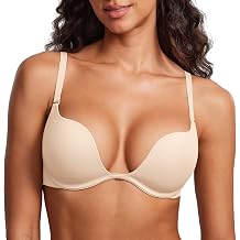 DOBREVA Womens Plunge T-Shirt Bra Deep V Padded
