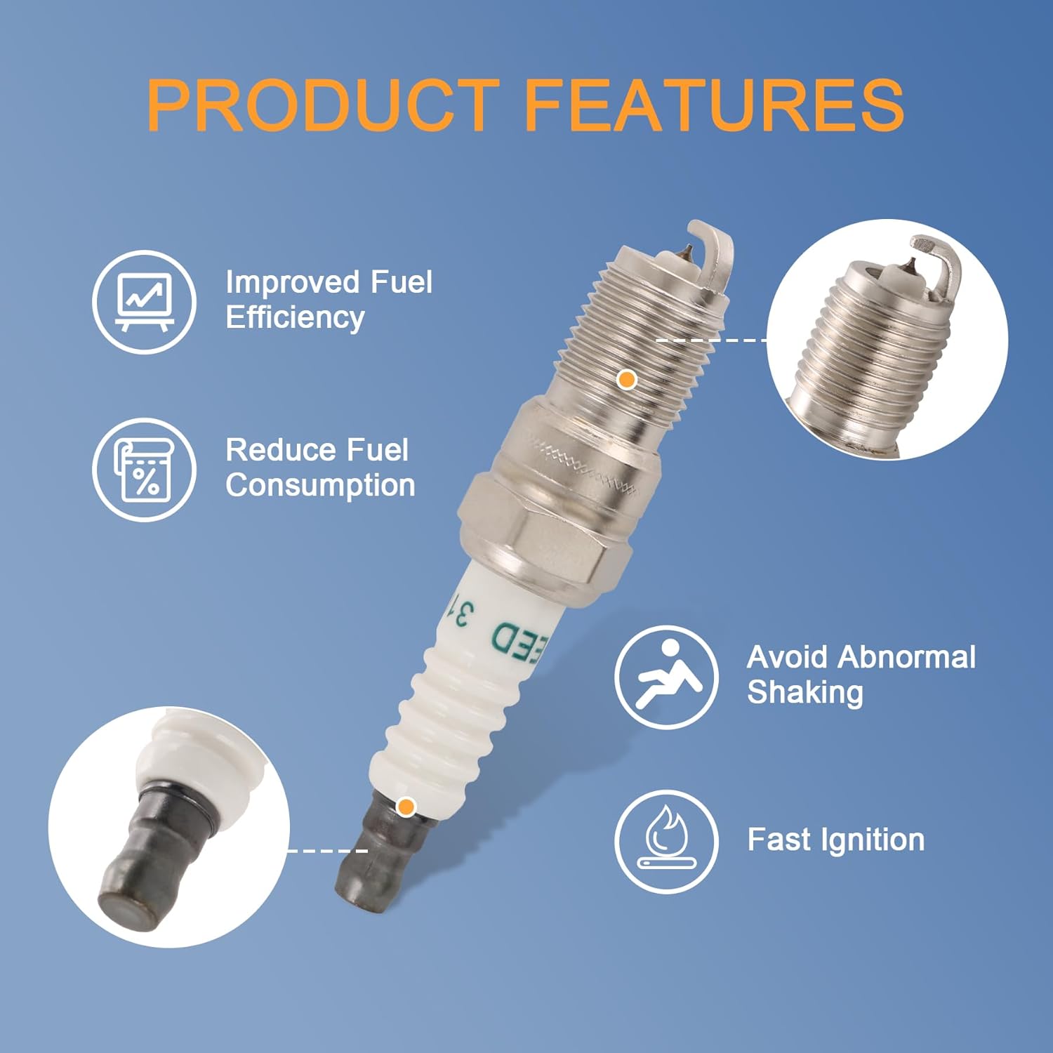 Iridium Spark Plugs 3186 & Spark Plug Wires M8-48322 Replacement For Chevy Silverado Suburban Avalanche Replacement For GMC Yukon Sierra 5.3L 6.0L 6.2L Replace 12680072 12621258 7831 483227831 Red