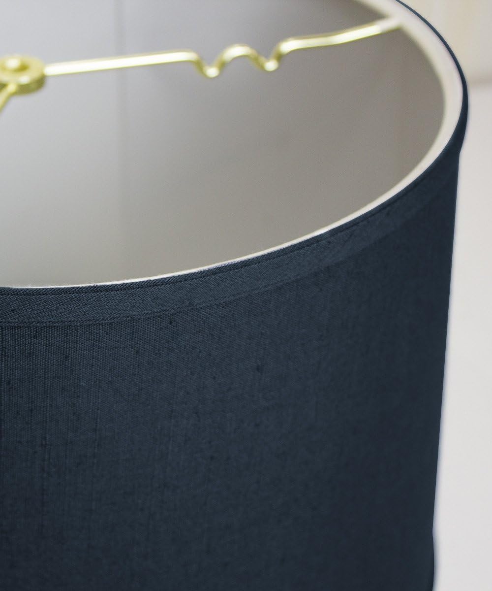 Promo 40% OFF 14x16x10 Shallow Drum Hard Back Textured Slate Blue Lampshade with Brass Spider Fitter - Perfect for Table and Desk Lamps - Large, Blue