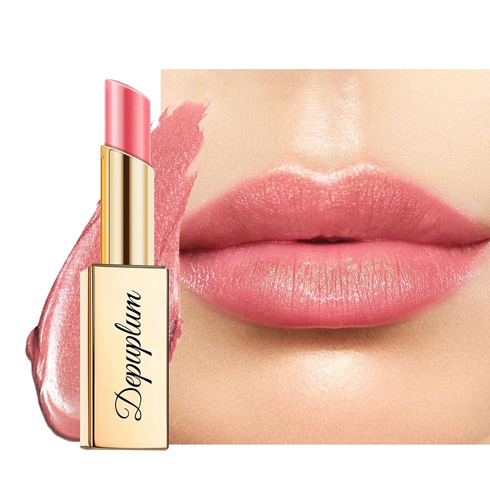 Depuplum Nude Pink Lipstick Moisturizing for Women Shimmer Tinted Lip Balm Hydrate Nourish Lip Gloss Cruelty Free Lip Makeup, ZG114 New Moon