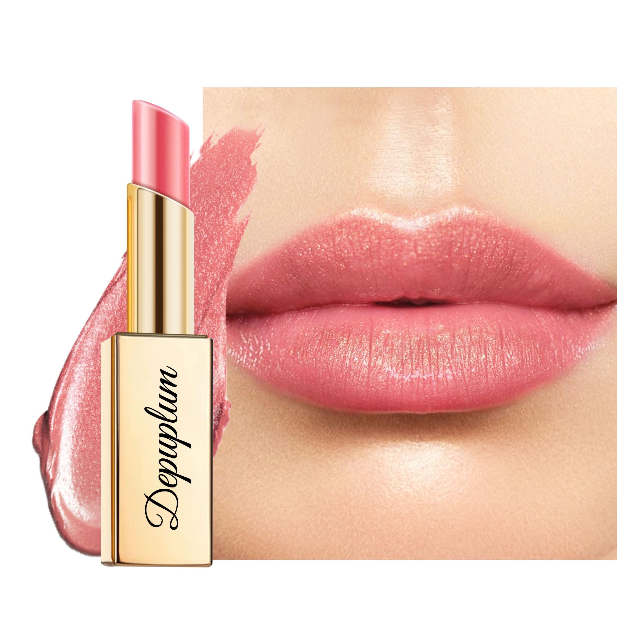 Depuplum Nude Pink Lipstick Moisturizing for Women Shimmer Tinted Lip Balm Hydrating Nourishing Lip Gloss Vegan& Cruelty Free Lip Makeup, ZG114 New