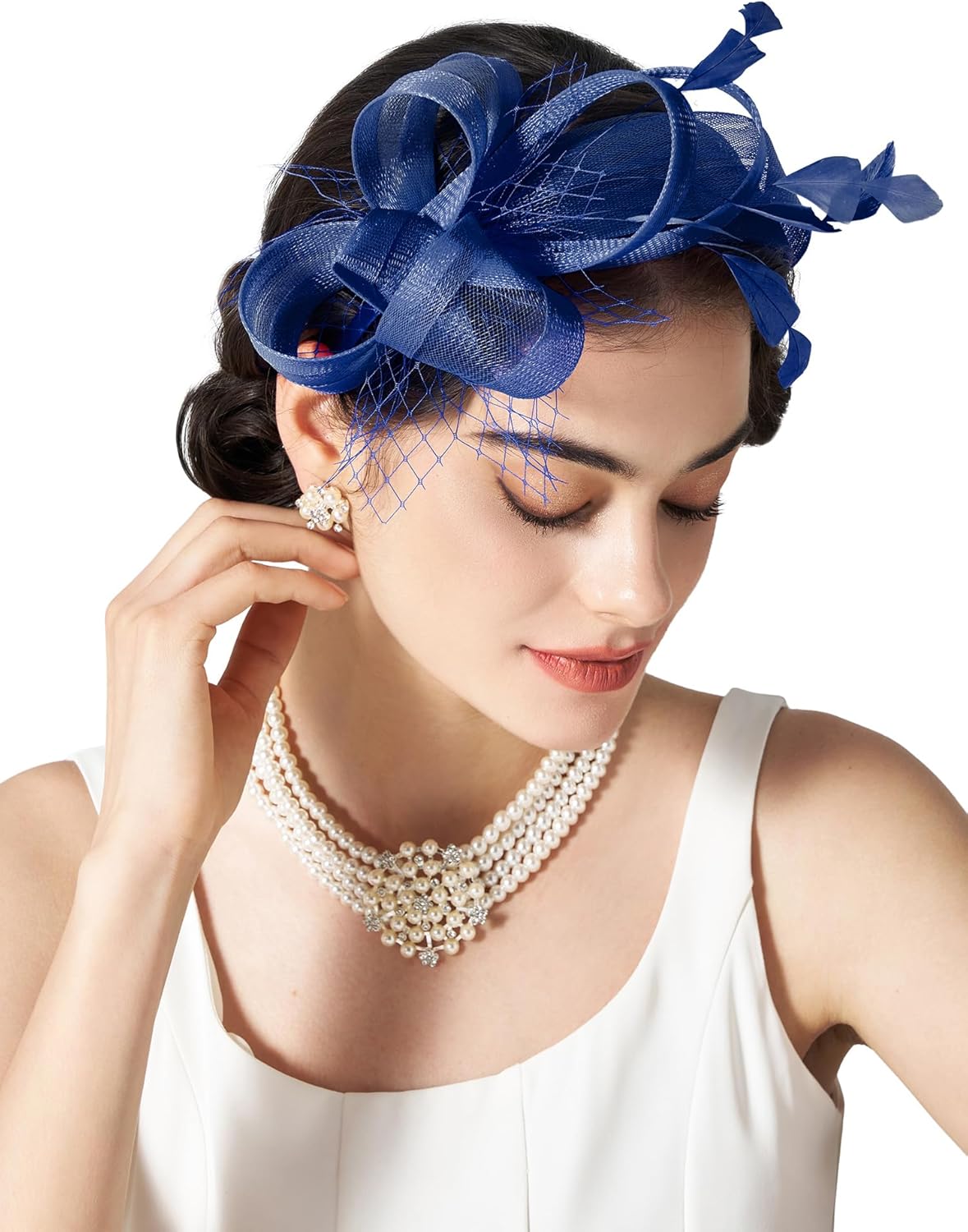 SWEETV Fascinators Headband with Feather, Women's Tea Party Hat for Kentucky Derby, Cocktail, Wedding, Fancy Dress Party - Image 6