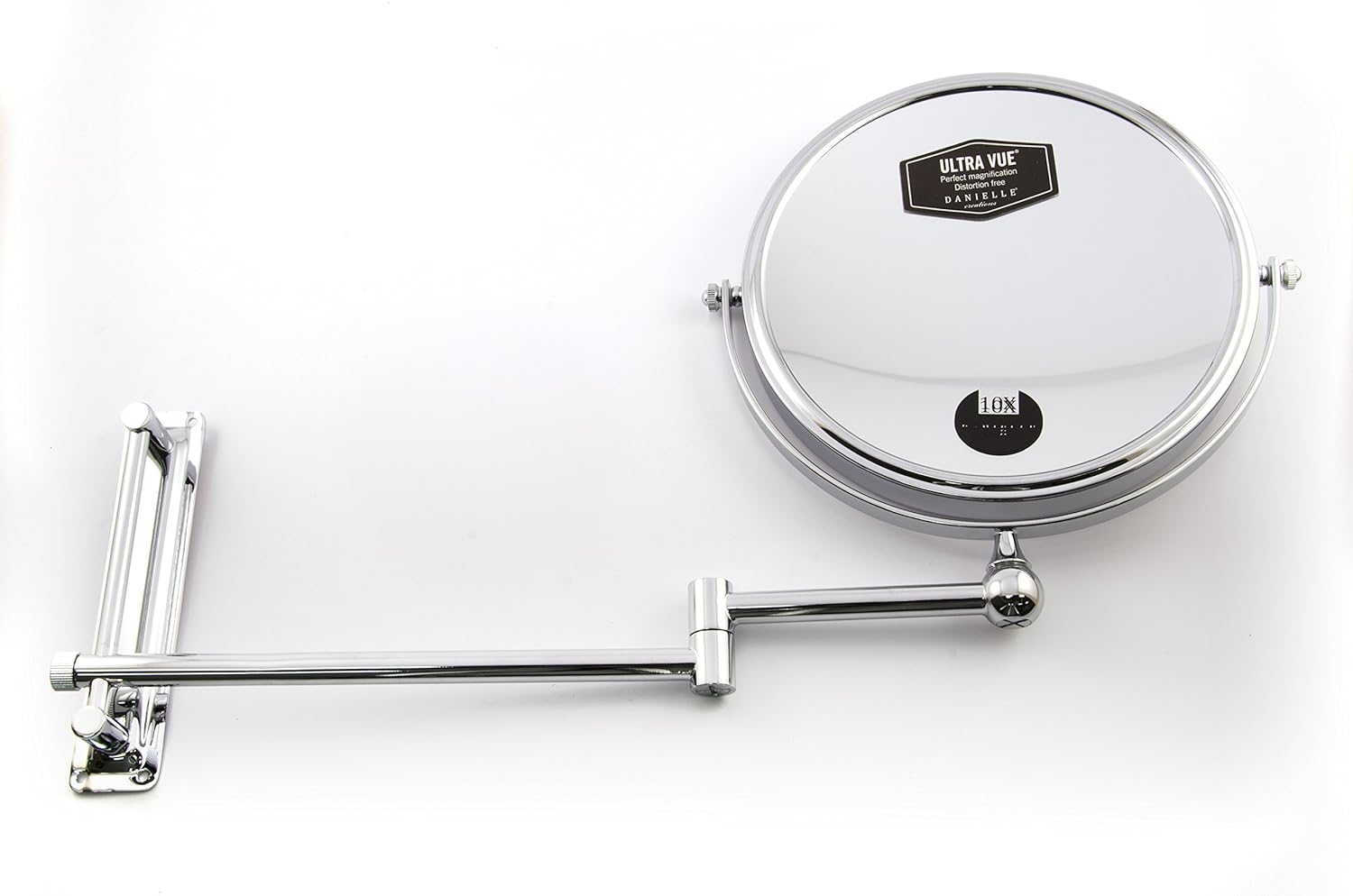 Danielle Creations 8-Inch Double-Sided Wall Mounted Adjustable Height Makeup Mirror, 10x Magnification