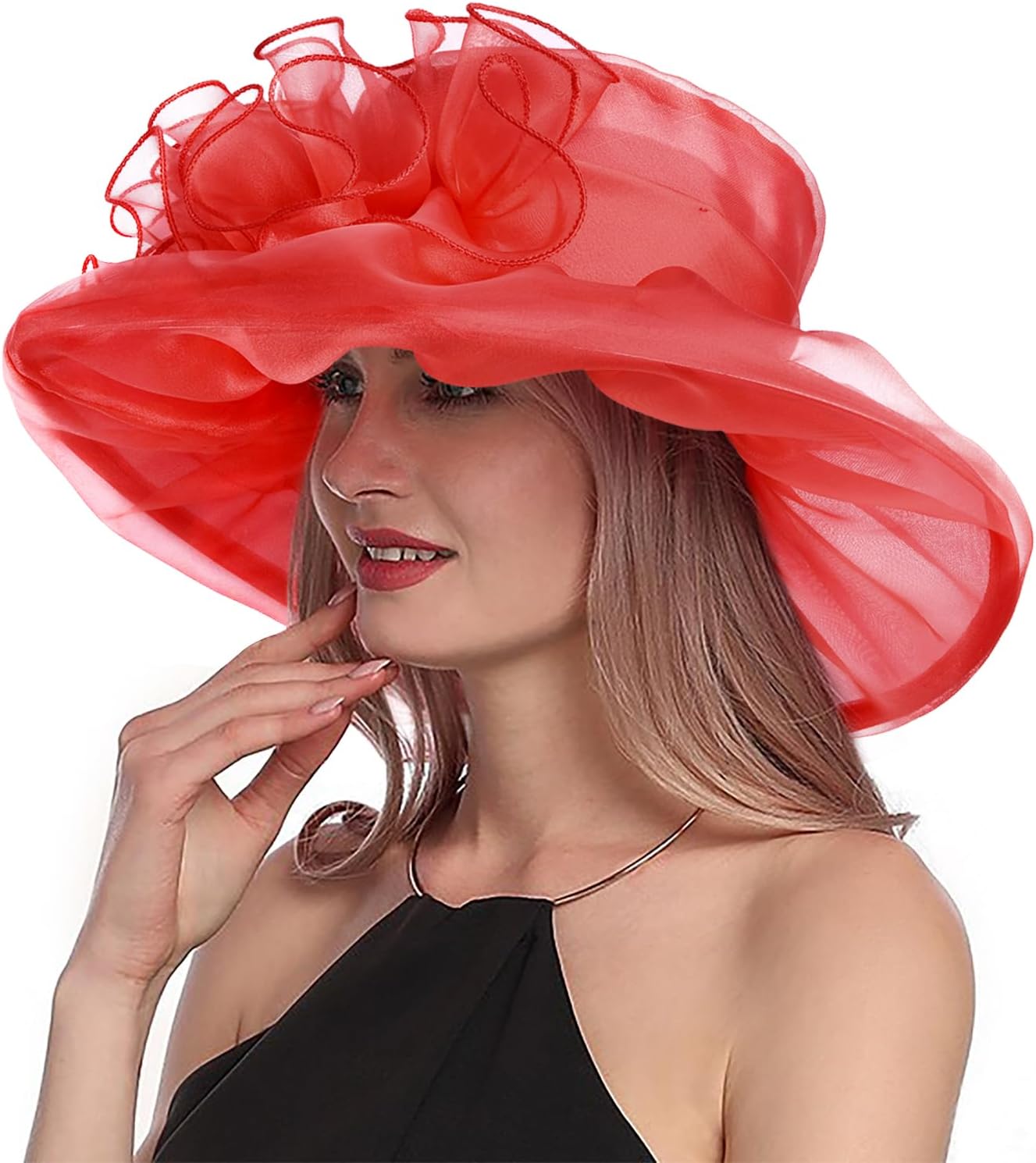 2026 Derby Hats for Women Ladies, Classy Organza Sun Hat, Church Tea Party Wedding Kentucky Fascinator Hat image 3