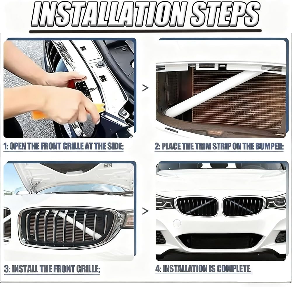White V Brace Cover for BMW, High Durability ABS Trim Grille Inserts Compatible with 1/2/3/4/5/6/7/8 Series F20 F30 G30 G11 G12 G32 Models