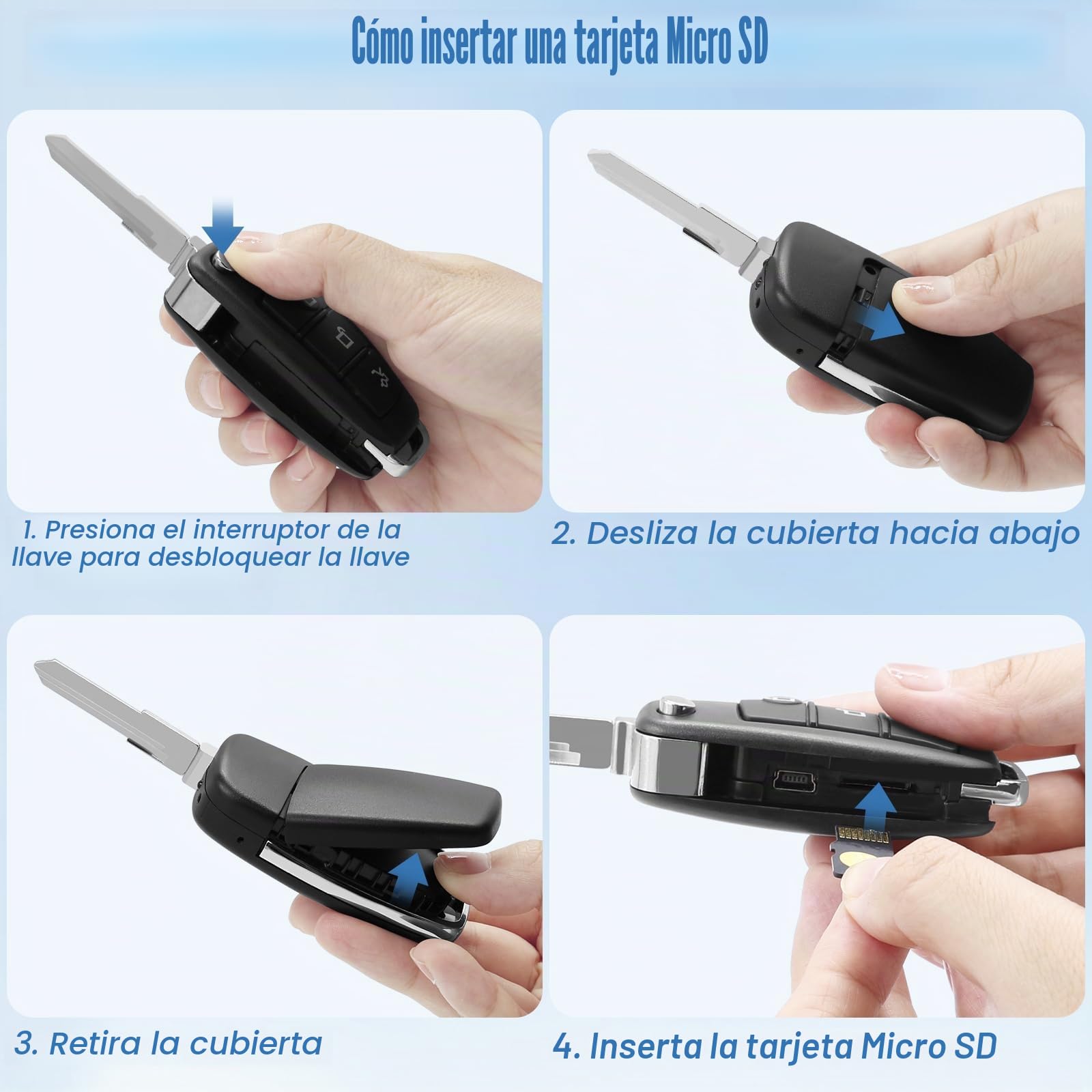 Cámara Espía Oculta, Minicamara Vigilancia Invisible Llave de Coche