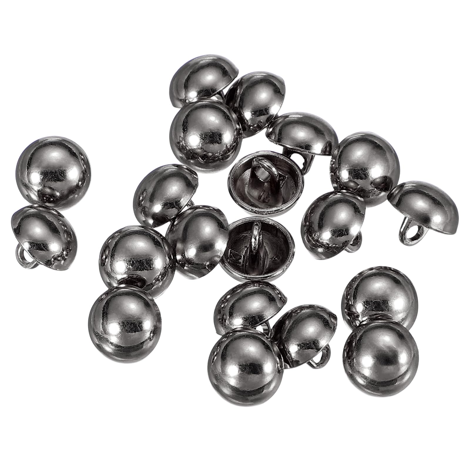 sourcing map 20pcs Half-Domed Metal Sewing Buttons, 9mm / 0.35" Half Round Mushroom Pearl Cap Metal Buttons with Shank for Blazer Suit Coat Jacket Cloth Garment Decoration, Black