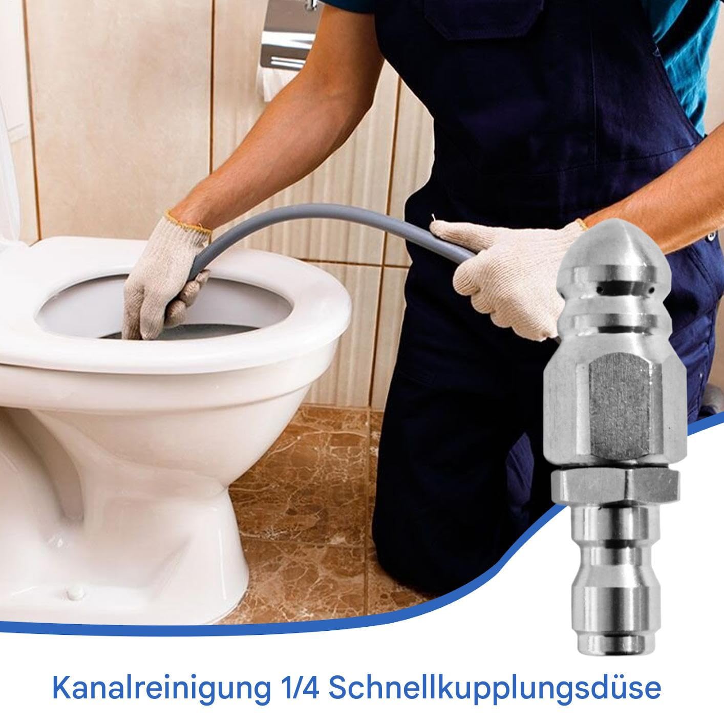 Kanal Hochdruck-Düse, 6 mm Edelstahl Werkzeug Abflussreinigungsgerät für Haus, Garten, Regenrinne | Rohrleitungs- und Badezimmerinstallation | Hochdruckreiniger Zubehör für Abwasserrohre