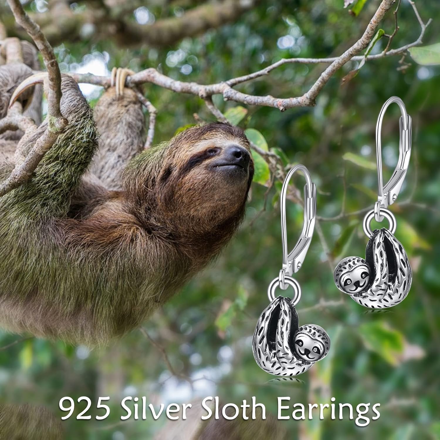 YAFEINI Sloth Sterling Silver Earrings - Sloth Leverback Dangle Earrings for Women - Image 5