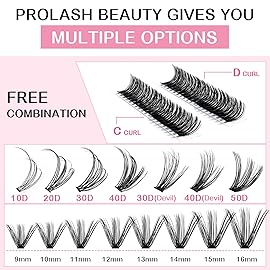 280 Pcs Individual Lashes 50D Mixed Lash Clusters 14 Rows Cluster Lashes that Look Like Eyelash Extensions DIY Lash Extension Self Application At Home (50D-D-14-20mix)