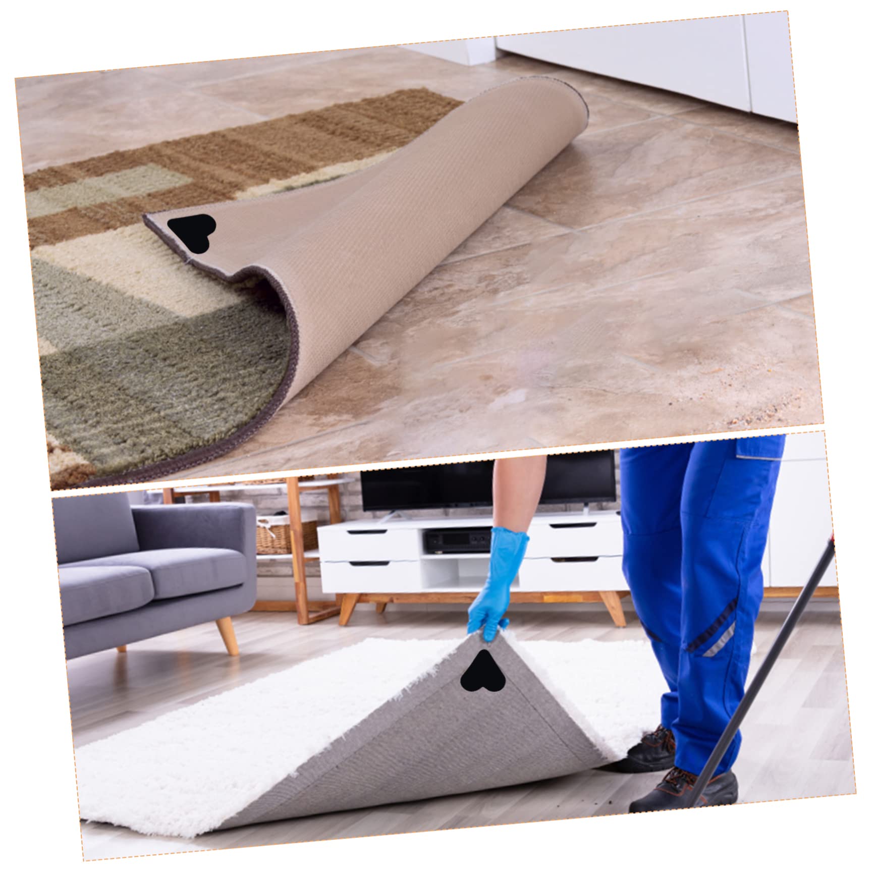 PRETYZOOM 48pièces Adhésives Antidérapantes Forme De Coeur pour Tapis Autocollants De pour Sols Durs Et Carrelages Fixation Facile Et Réutilisable