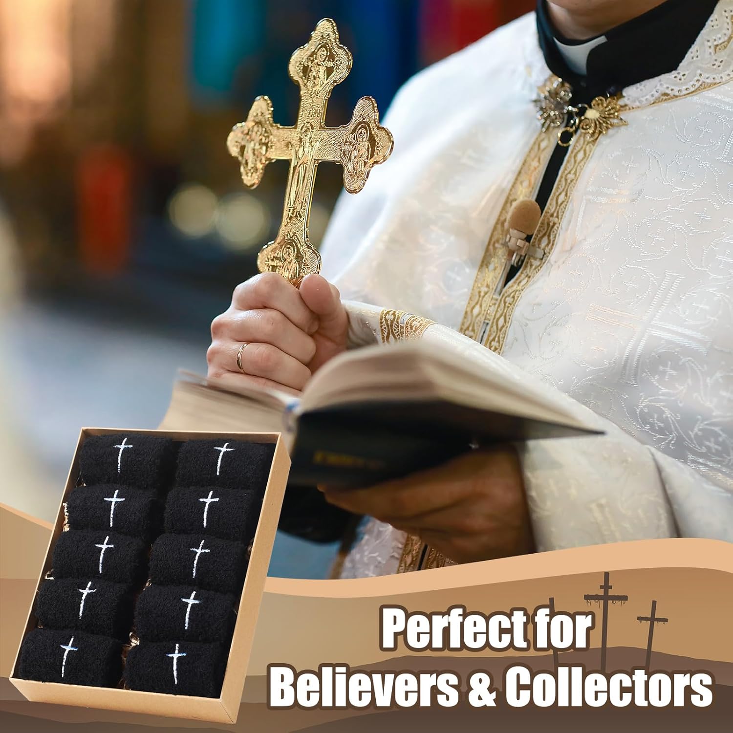 5 Pairs Christian Gifts Socks Cross Print Fuzzy Socks Gifts Winter Religious Fluffy Cozy Slipper Sock for Women Men - Image 4