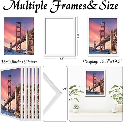 Miniatura 9 de ijuerybai 6 juegos de marcos de fotos de 8 x 8 pulgadas, marcos para collage de fotos de lienzo de 8 x 8 pulgadas, póster de fotos certificado de