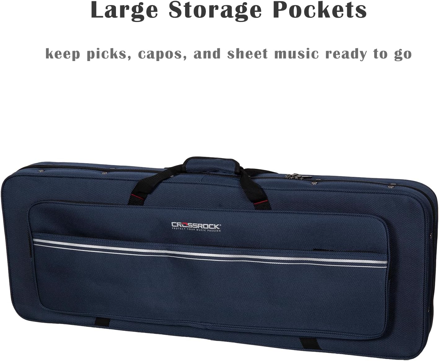 Crossrock Electric Guitar Foam Case for Strat & Tele | Lightweight Blue Gig Bag with Adjustable Padding, Plush Interior & Storage (CRP300EBL)