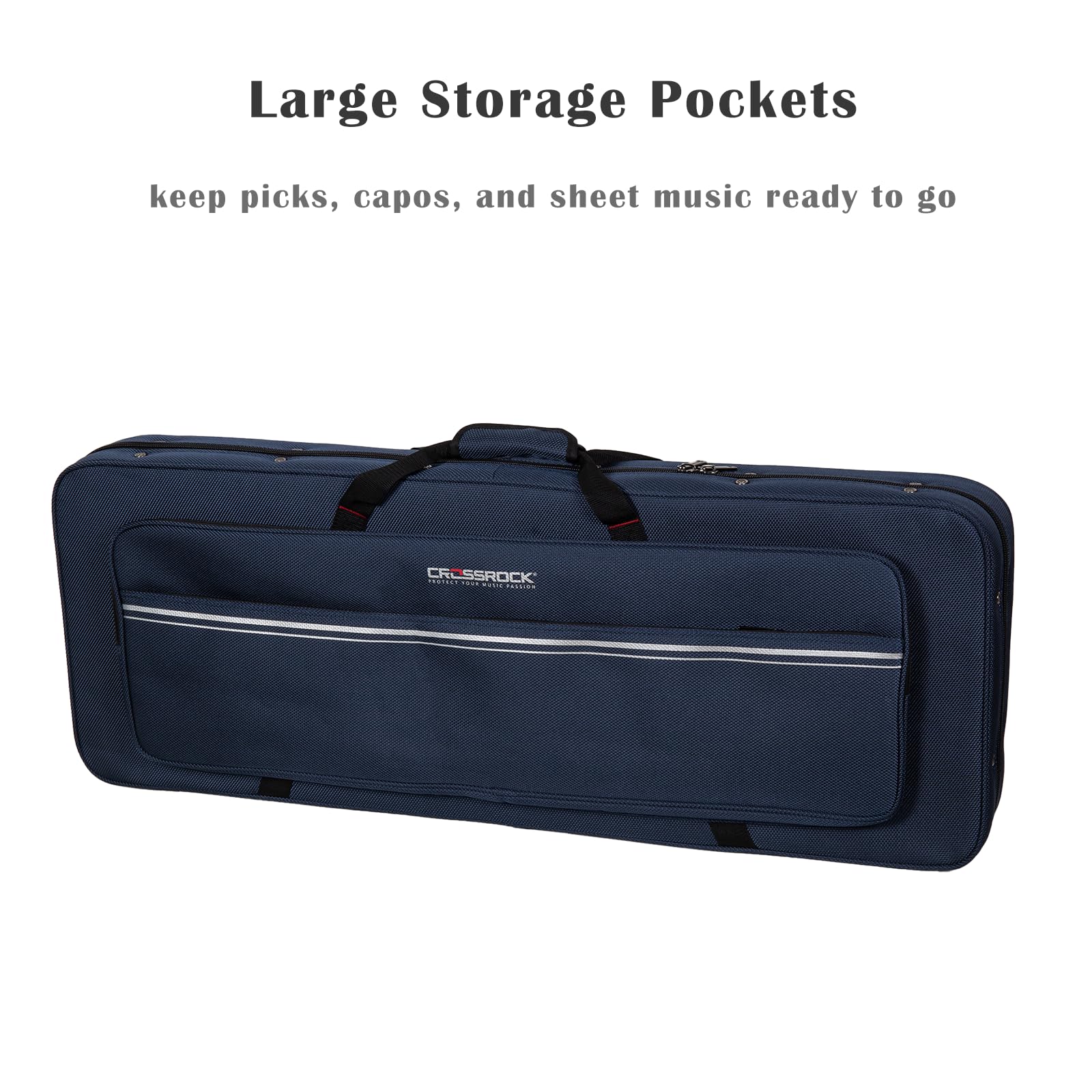 Crossrock E-Gitarren-Schaumstoffkoffer für Strat & Tele | Leichte Blaue Gigbag mit Verstellbarer Polsterung, Plüsch-Innenfutter & Stauraum (CRP300EBL)