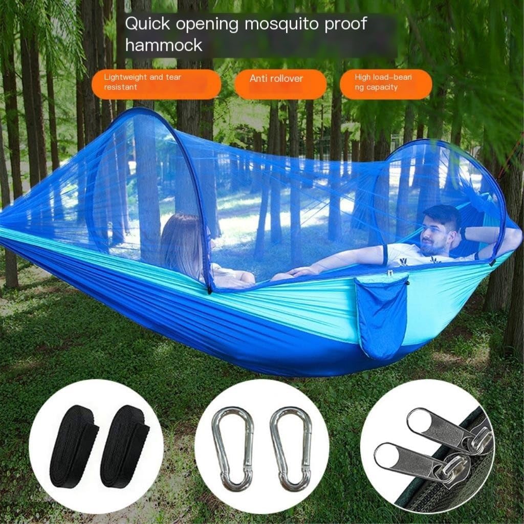 Hammock Anti-Mosquito Outdoor Hammock Double Anti-Rollover Insect-Proof Hammock Camping Portable Hanging Hammock Hammocks for Outside(C,260 * 140cm)
