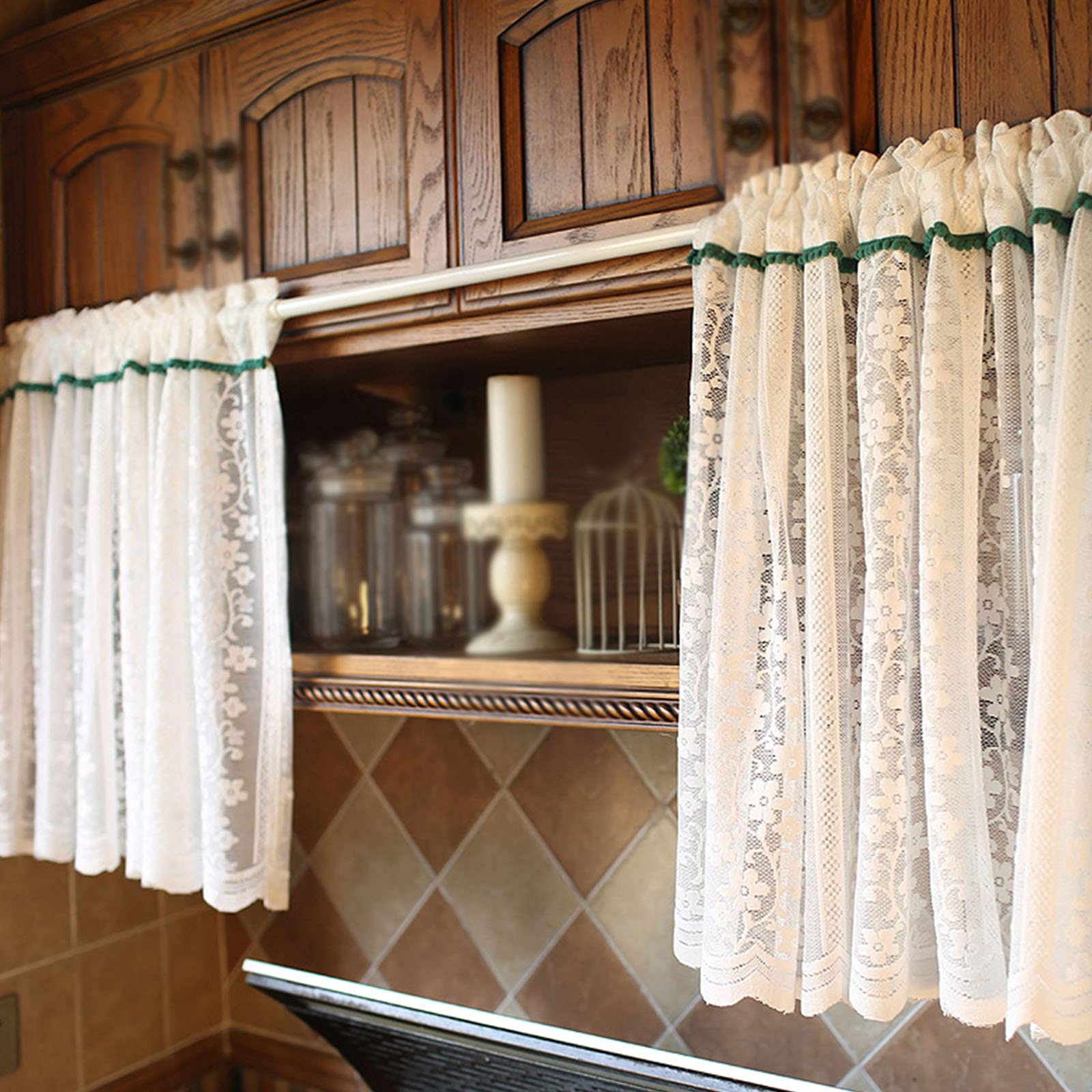 Rideaux blancs en dentelle filtrants et semi-transparents pour fenêtres de salle de bain