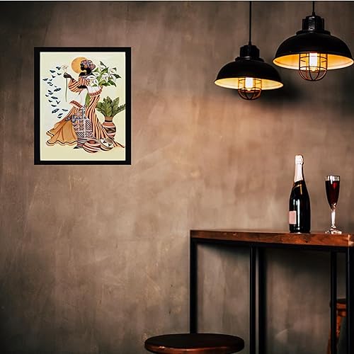 Miniatura 9 de Lentics Impresión artística de pared de jirafa al anochecer, animales geniales y naturaleza, 12 x 26 pulgadas, lienzopintura con textura y pósteres