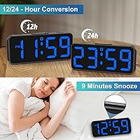 Vista 6 de Peakeep Small Digital Alarm Clock Plug in for Bedrooms Bedside, Tiny Electric Clock Large Big Numbers Display with Battery Backup for Desk Table, 6