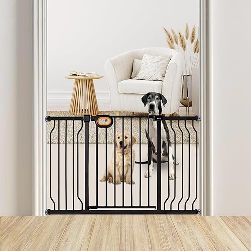 Miniatura 2 de Puerta de bebé para escaleras de 29 a 52 pulgadas de ancho, puerta de seguridad ajustable para mascotas con puertas montadas a presión para niños y