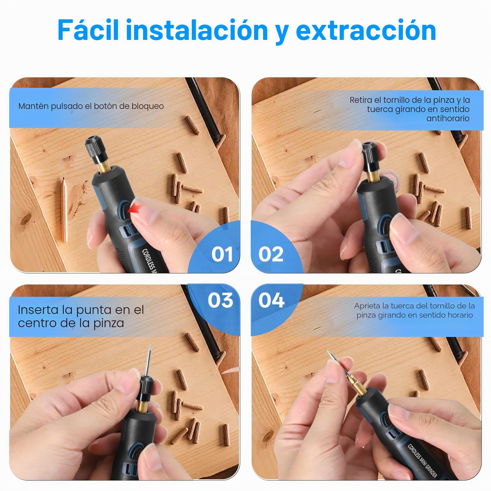 Mini Amoladora Eléctrica, 3.7V Herramienta Rotatoria sin Cable Con 96 Accesorios Lápiz de Grabado Eléctrico para Cortar/Esmerilar/Grabar/Perforar, de Manualidades y Creación de Bricolaje
