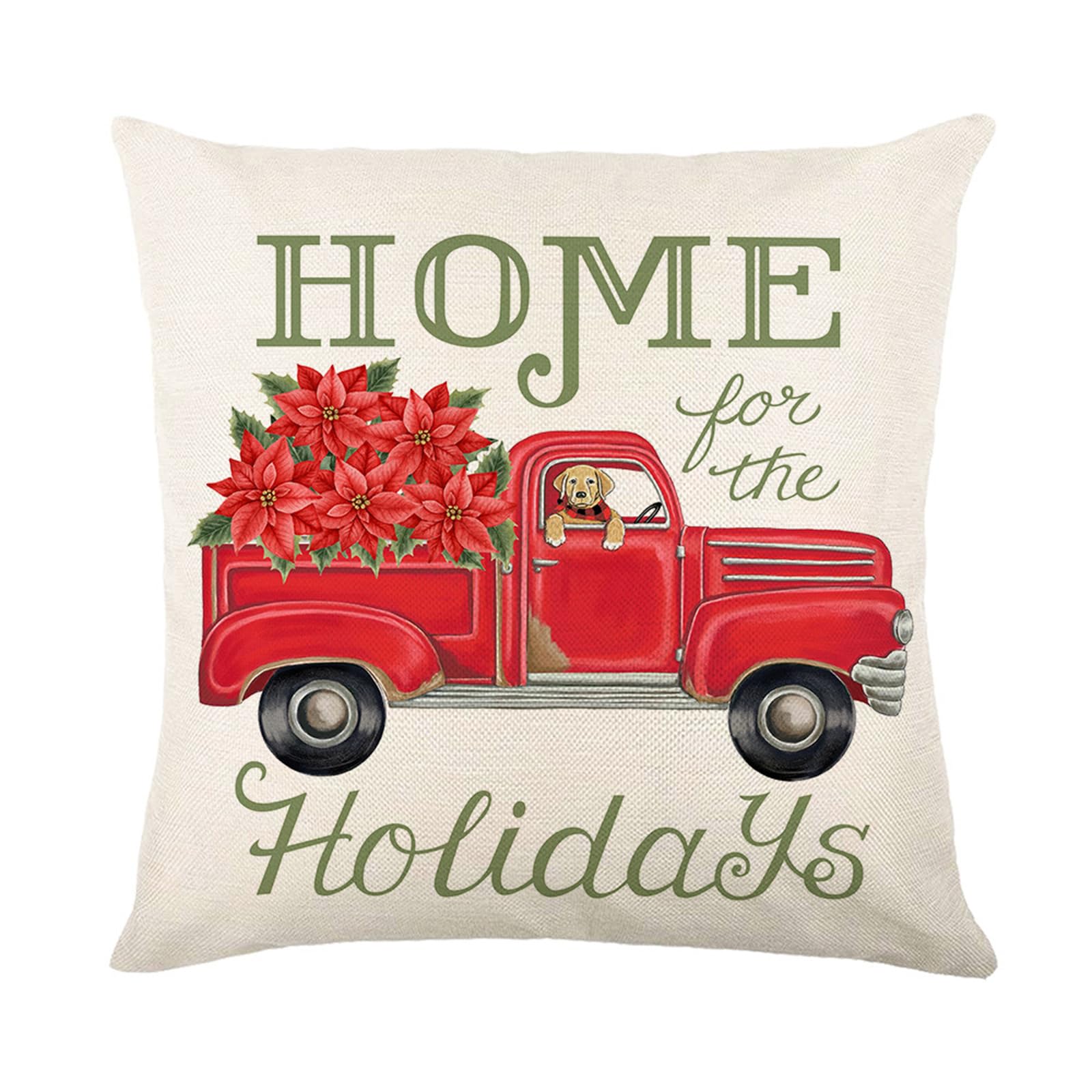 Carotoe B Christmas Pillow Cover 18" X 18" Linen Throw Pillowcase Christmas Decorations Car Case For Sofa Couch Home Throw Cases