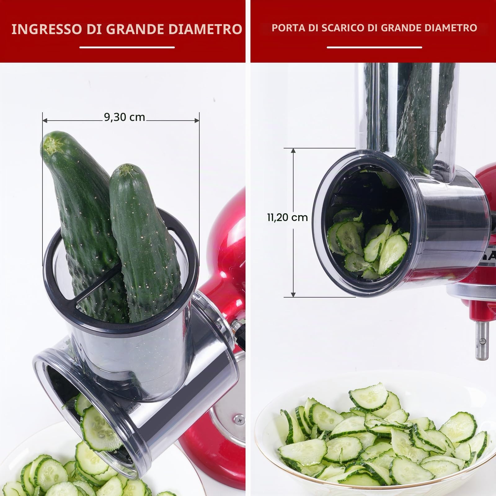 Affettatrice Tritatutto per KitchenAid Stand Mixer, Tritatutto per Verdure Grattugia per Frutta Insalata Accessori con 5 Lame da Gdrtwwh