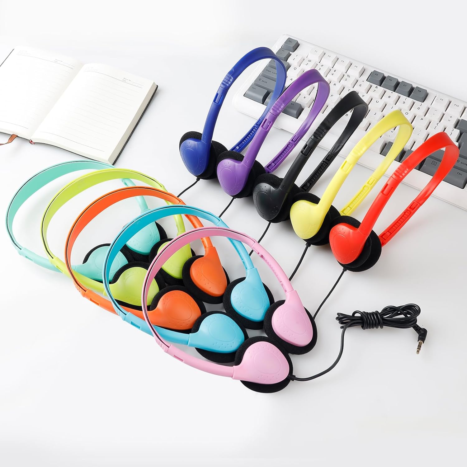 Classroom Bulk Headphones 15 Pack for School Students Children Teen Boys Girls Wholesale Kids Wired Adjustable Headphones for Classroom 3.5mm Jack (10 Mix Color) - Image 7