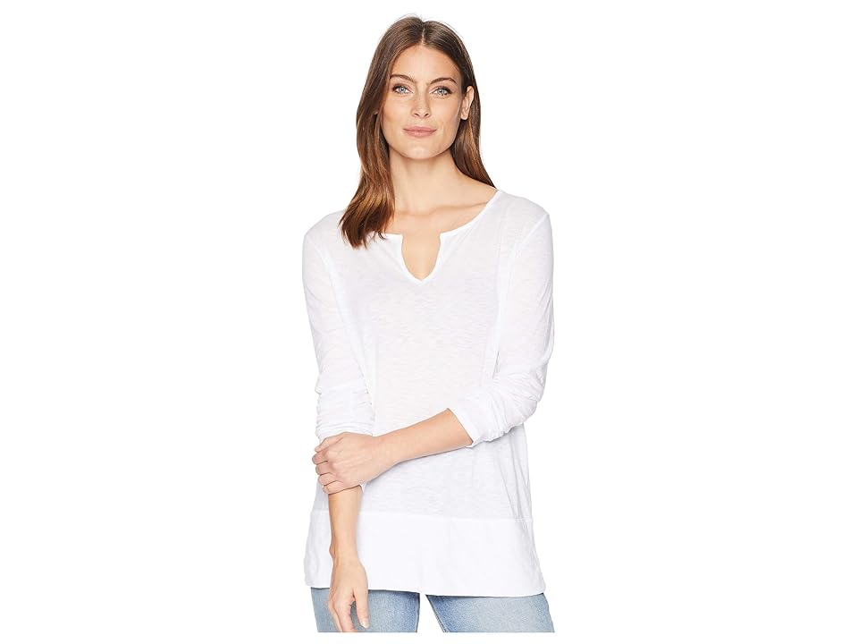 

Fresh Produce Vintage Split-Neck Long Sleeve Tee (White) Women's T Shirt