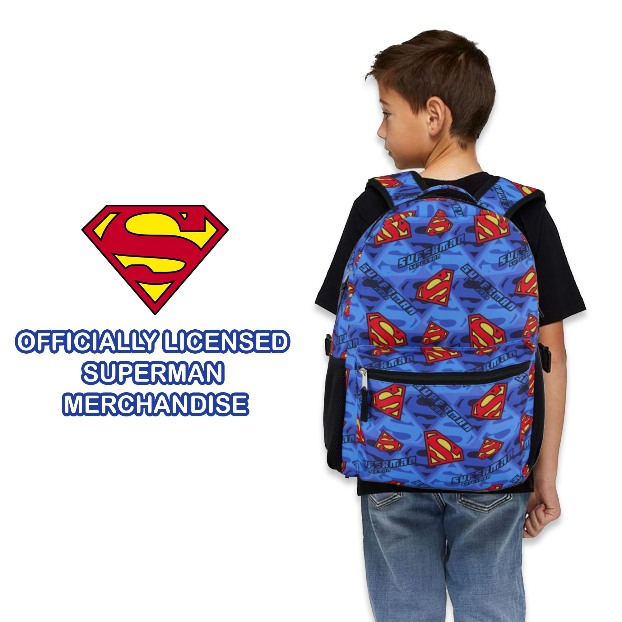 DC Comics Zaino per bambini, motivo: Batman, Superman, The Joker, per ragazzi e ragazze, per la scuola