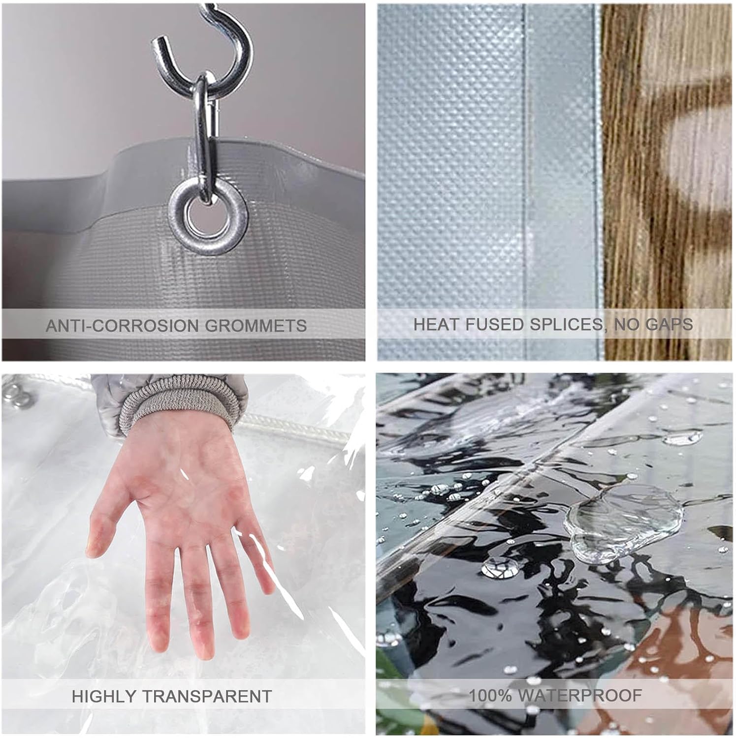 Outdoor Clear Waterproof Curtains with Zipper,0.3mm Thick Vinyl Tarp Curtain,Outdoor Clear Panel Curtain,Windproof,Warm,1/2/3/4/5m,Waterproof Side Panels for Porch,L×H-1.2×2m(47 * 79in)