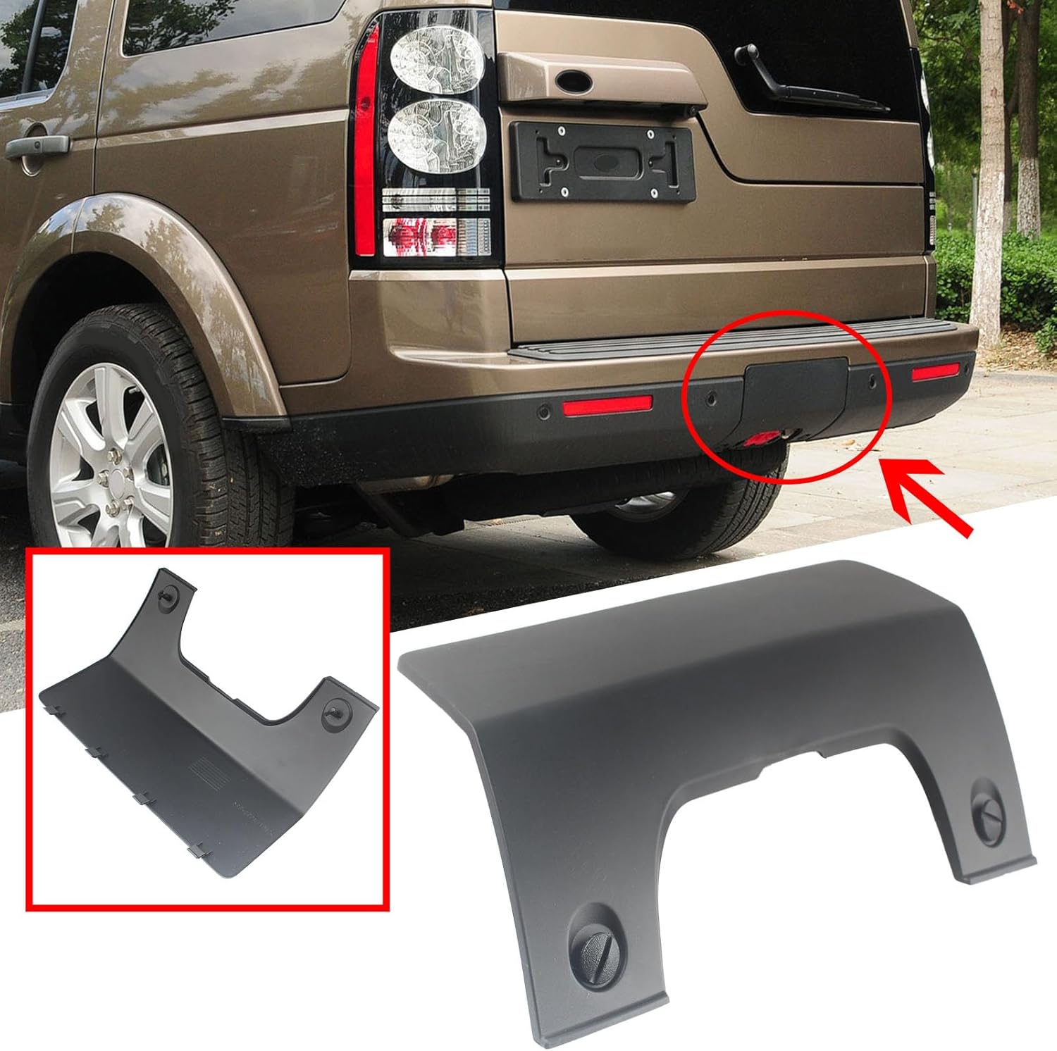 For Land Rover LR3 LR4 Car Tow Hook Eye Cover Rear Bumper Towing Cap W/Clips 2016-2018