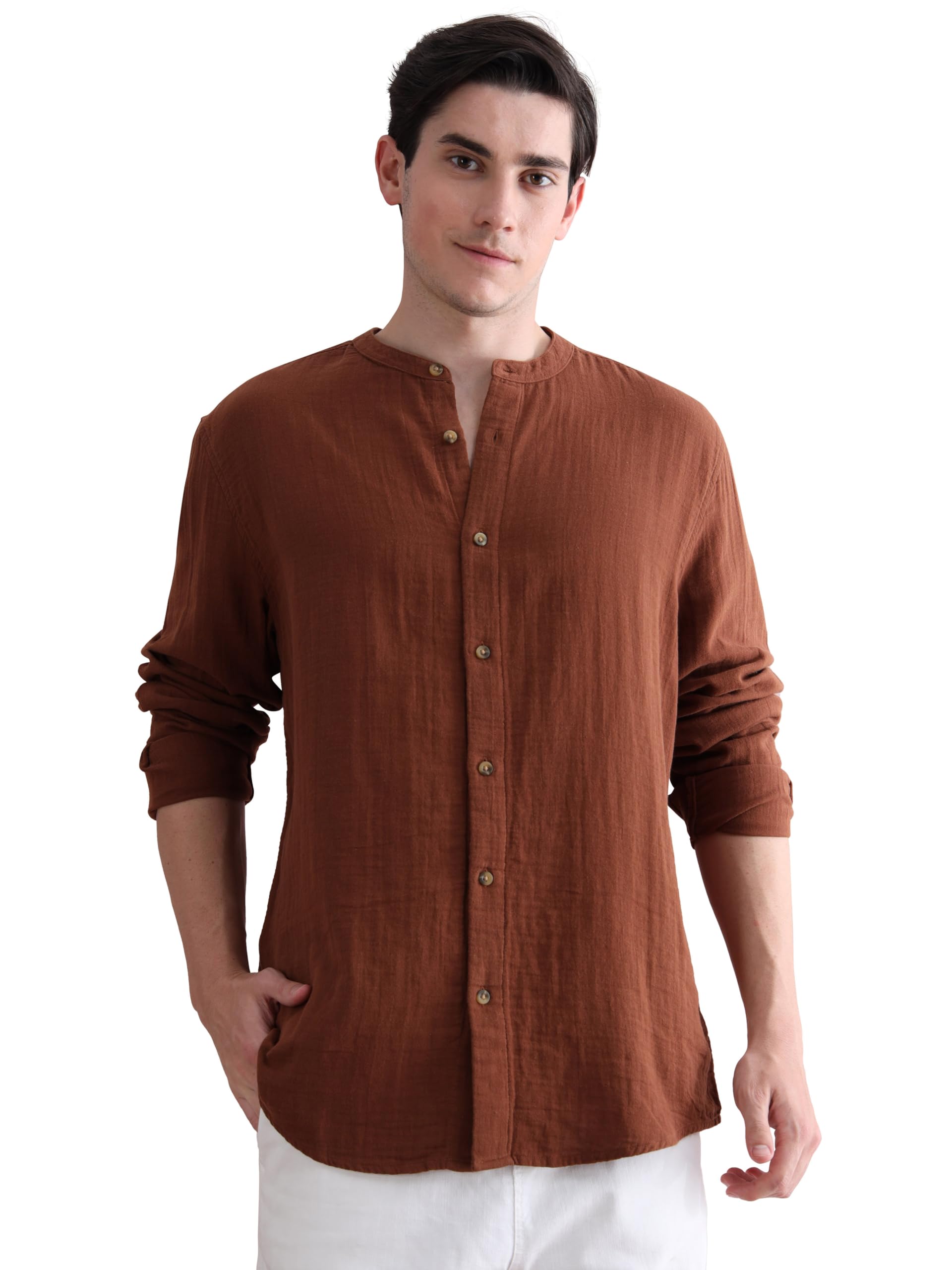 stitchx Men's Full Sleeve Mandarin Collar Shirt-picture-48