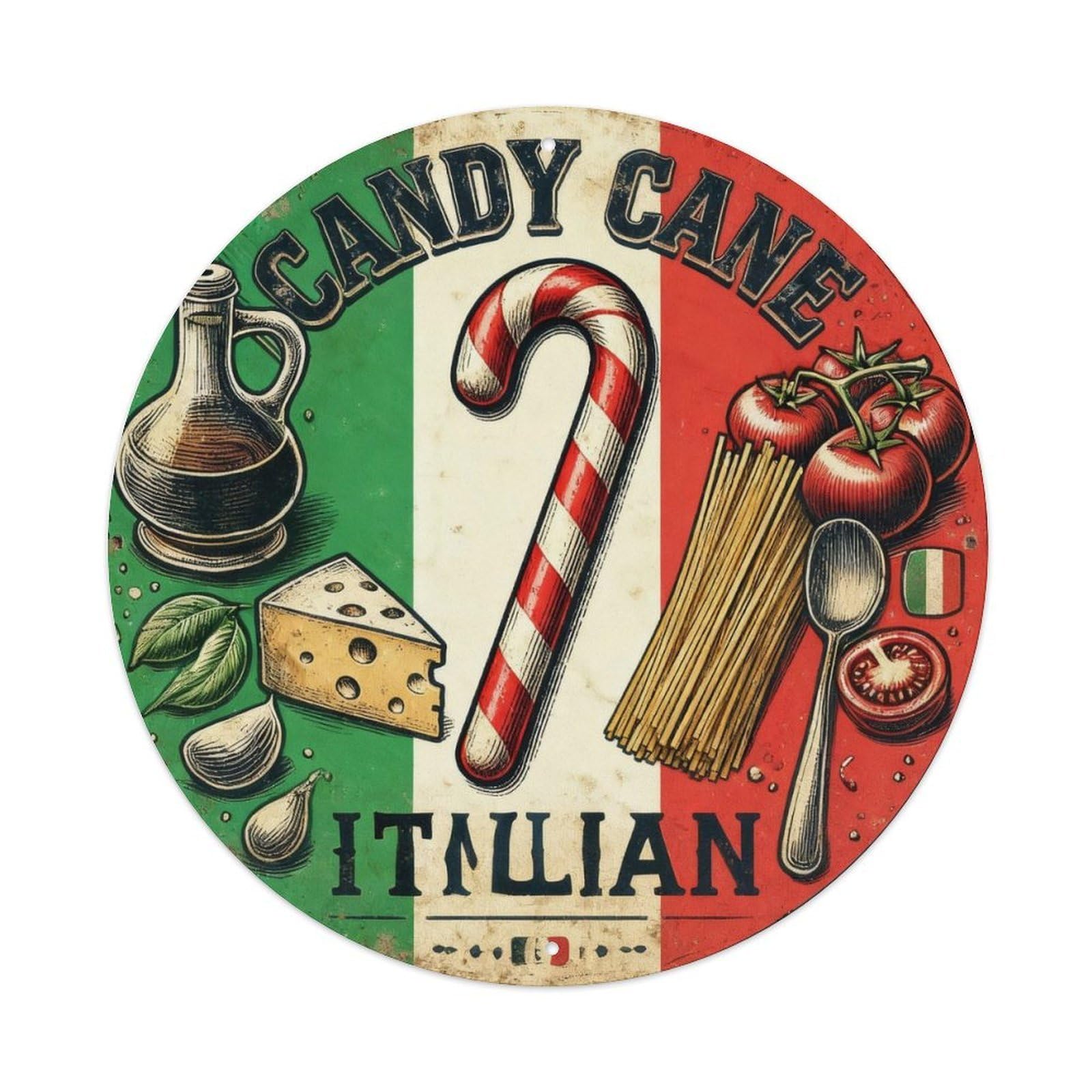 Candy Cane Retro Tin Sign Metal Tin Sign Plaque
