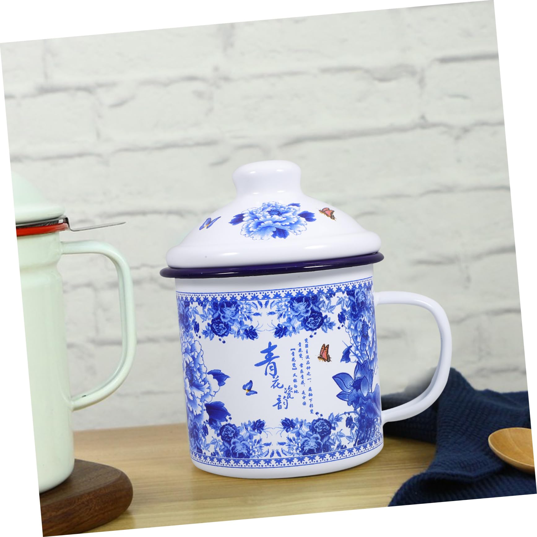 Gatuida 2stücke Tee Und Kaffeebecher Mit Deckel Aus Emaille Praktischer Trinkbecher Für Zuhause Büro Und Reisen Leicht Und Einfach Zu Reinigen Für Tee Und Kaffee