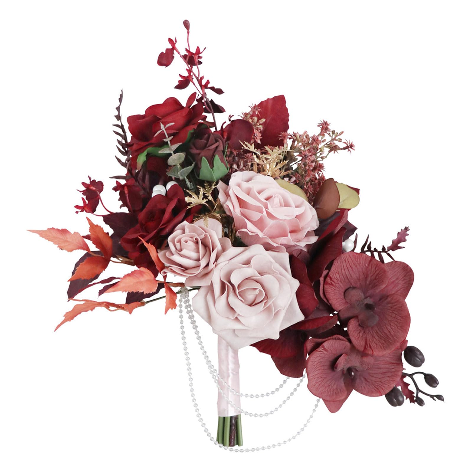 HDOYTXXM Bouquets with Pearl for Bride Bridesmaid Photography Props, Artificial for Wedding Decorations for for Bridesmaids for and Groom Set