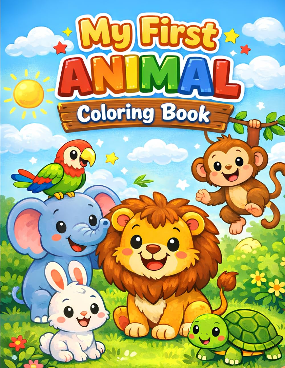 My First Animal Coloring Book for Kids Ages 3–6: Fun, Easy & Cute Animal Coloring Pages for Toddlers, Preschoolers, and Early Learners