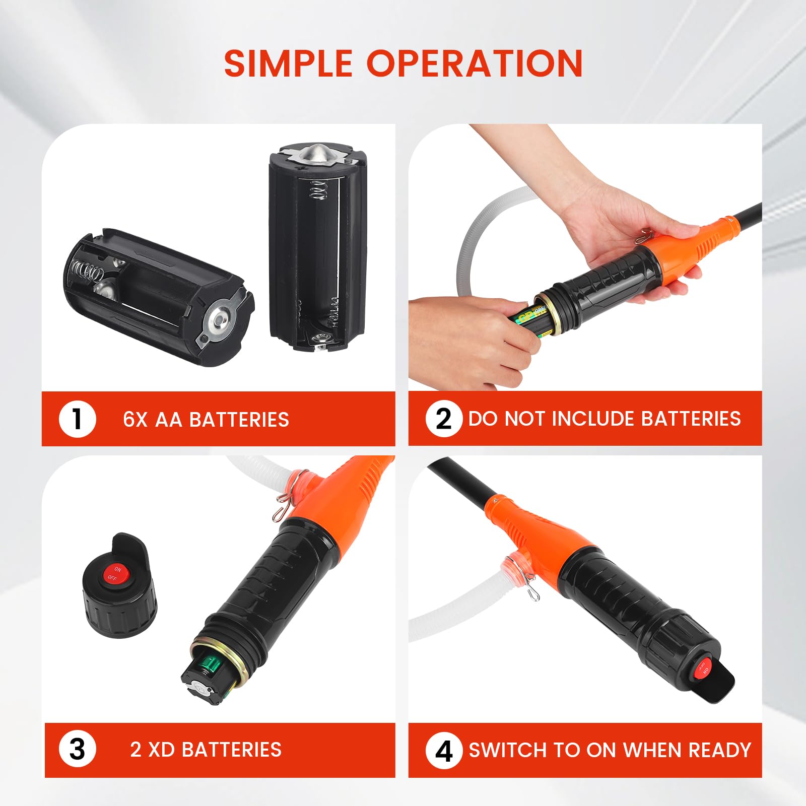 Pompa del carburante elettrica con doppio connettore (batteria+USB) – 2,8GPM 12 LPM pompa a benzina, pompa diesel e pompa dell'olio per taniche e barili – Include tubo (2,6 GPM (batteria))