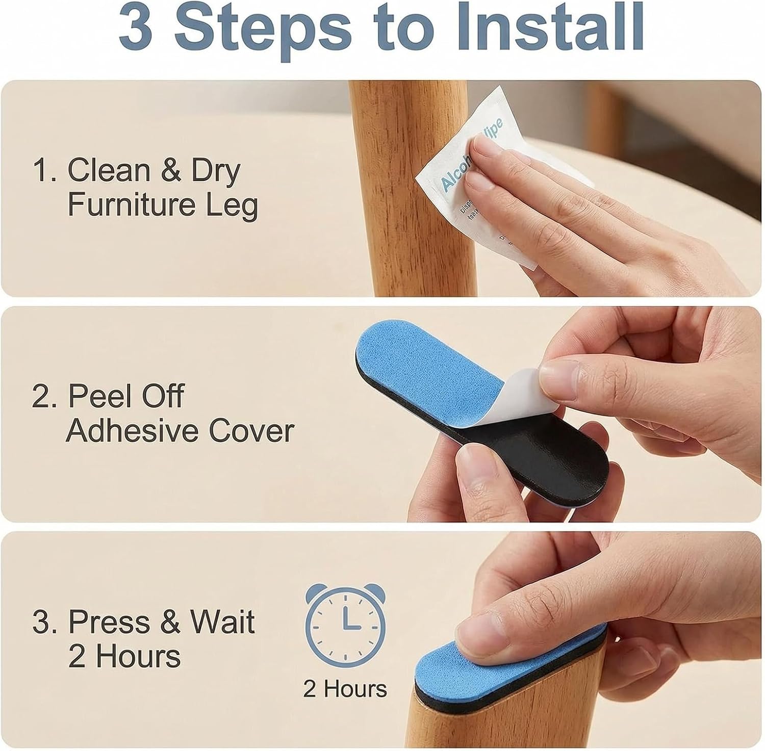 8Pcs 75x16mm Self-Stick Furniture Sliders Gliders, Rectangle Furniture Movers & Floor Protector Pads, Moving Pads for Chair Table Sofa Carpet Hardwood Floors Blue