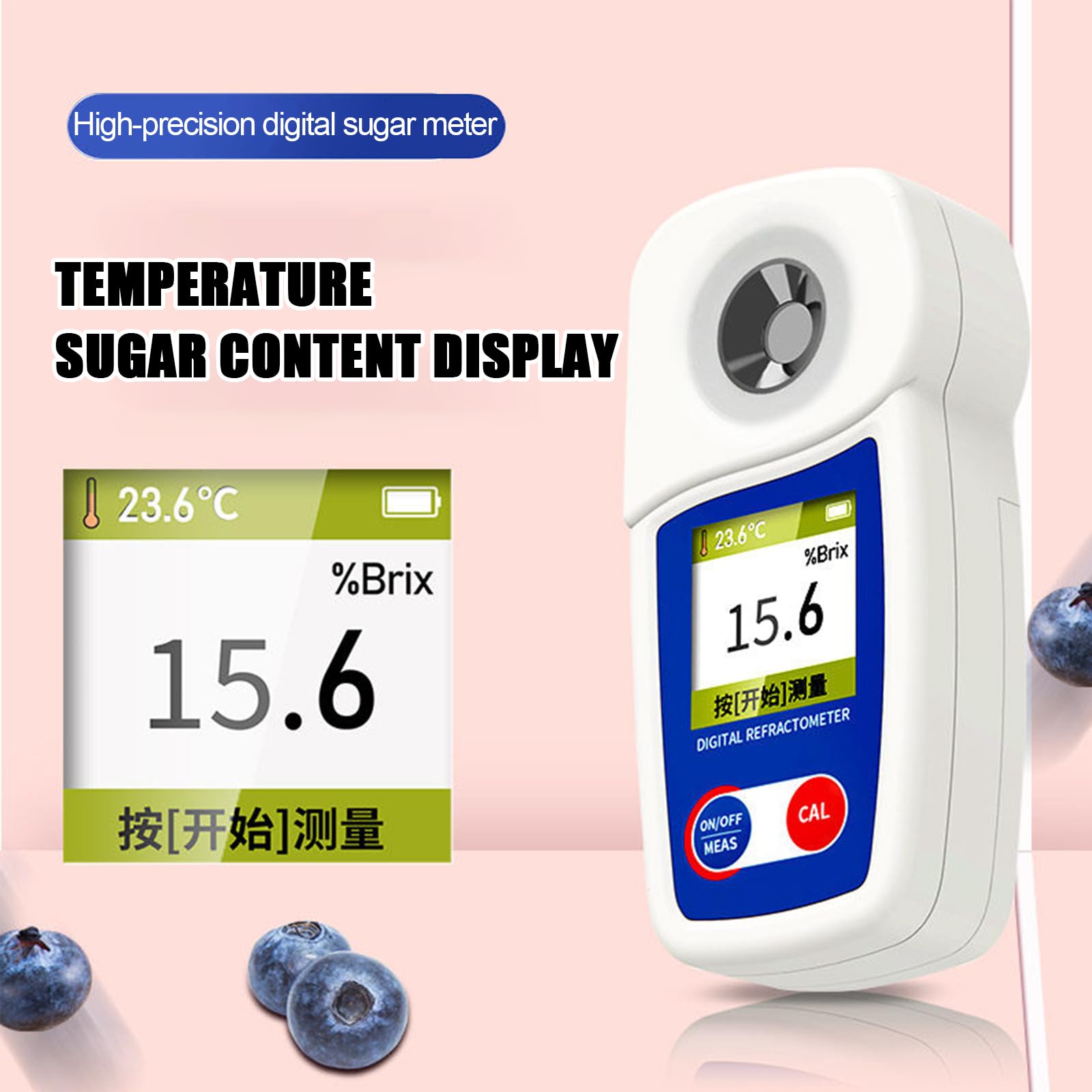 Refractómetro Digital Brix 0-35%, ±0,2% Alta Precisión, Compensación Automática De Temperatura (ATC), para Zumos De Frutas, Miel, Bebidas Y Vino.