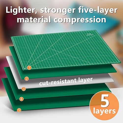 Miniatura 33 de Ecraft Alfombrilla de costura autorreparable, 9 x 12 pulgadas, doble cara de 5 capas para manualidades, costura, tela, acolchado, proyectos