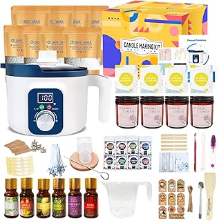 Complete Candle Making Kit for Adults with Digital Wax Melting Pot with LED Temperature Display, DIY Soy Wax Melt Kit with Skull Head Mold for Art & Craft
