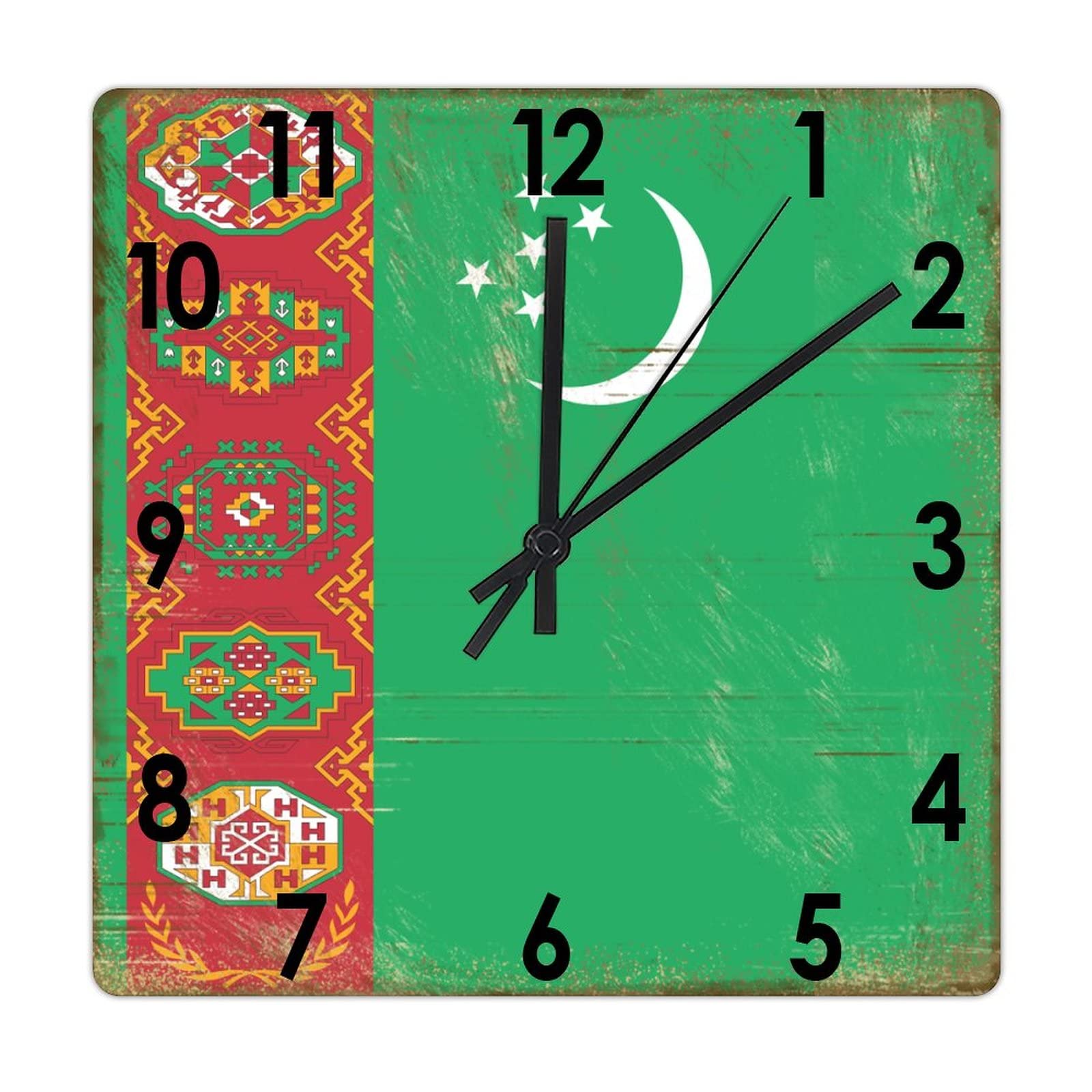 Horloge murale en bois drapeau du Turnistan 38cm à quartz