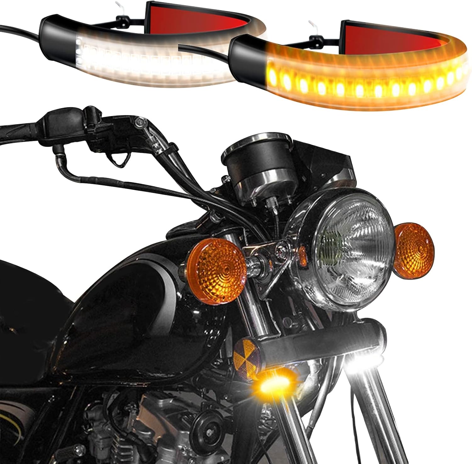 2PCS Motorcycle LED Turn Signal Light, Switchback Dual