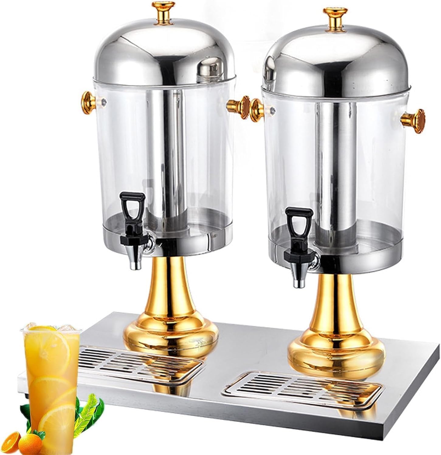 Dozownik soku ze stali nierdzewnej, maszyna do gorących i zimnych napojów, na imprezy Imprezy Catering Restauracja Podawanie w domu Sok Herbata Lemoniada Kawa mrożona Koktajle(Gold,16L)