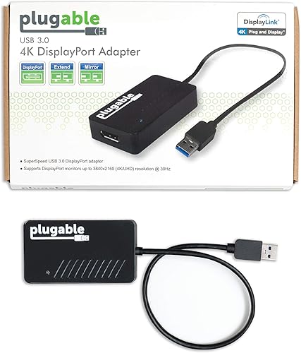 Miniatura 6 de Plugable Adaptador de gráficos de video USB 3.0 a DisplayPort 4K UHD para múltiples monitores de hasta 3840x2160 compatible con Windows 11,10, 8.1,